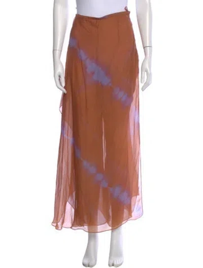Pre-owned Elie Saab Silk Midi Length Skirt In Orange