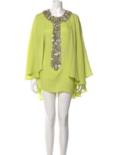 Pre-owned Elie Saab Silk Mini Dress In Green