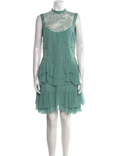 Pre-owned Elie Saab Silk Mini Dress In Green