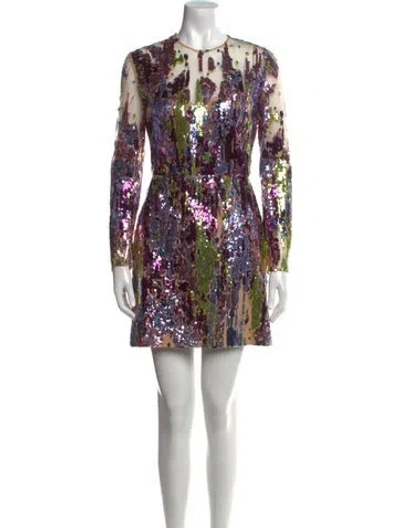 Pre-owned Elie Saab Silk Mini Dress In Purple