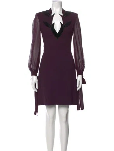 Pre-owned Elie Saab Silk Mini Dress In Purple