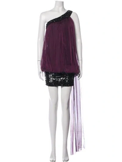 Pre-owned Elie Saab Silk Mini Dress W/ Tags In Purple