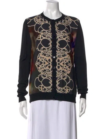 Pre-owned Elie Saab Silk Patterned Sweater In Black