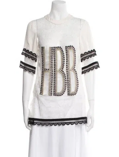 Pre-owned Elie Saab Silk Printed Tunic In Neutral