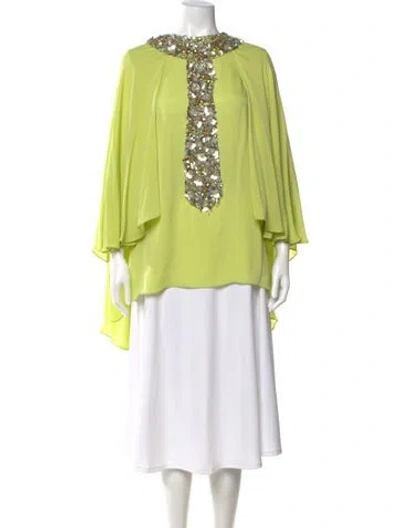 Pre-owned Elie Saab Silk Sleeveless Top In Green