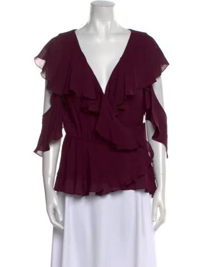 Pre-owned Elie Saab Silk V-neck Blouse In Purple