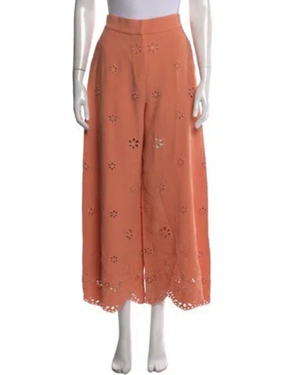 Pre-owned Elie Saab Silk Wide Leg Pants In Orange