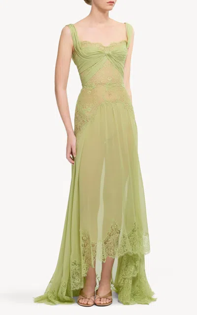 Elie Saab Silk-blend Midi Dress In Green