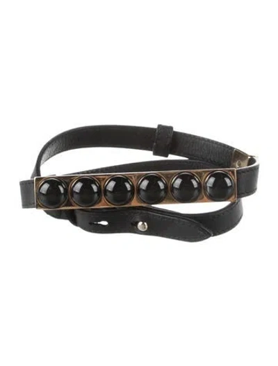 Pre-owned Elie Saab Skinny Leather Waist Belt In Black
