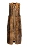 Elie Saab Sleeveless Shearling Fur Vest In Brown