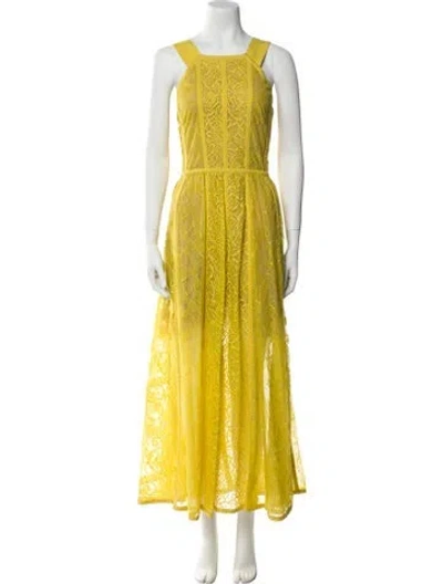 Pre-owned Elie Saab Square Neckline Long Dress W/ Tags In Yellow