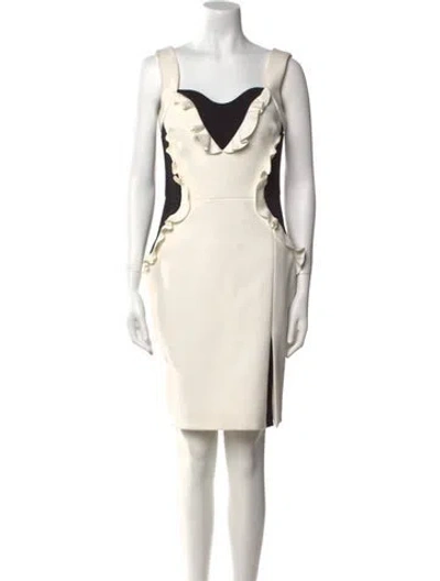 Pre-owned Elie Saab Square Neckline Mini Dress In White