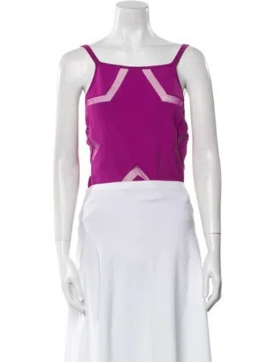 Pre-owned Elie Saab Square Neckline Sleeveless Crop Top In Purple
