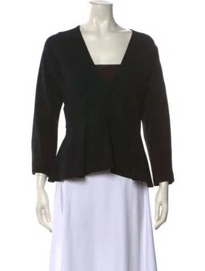 Pre-owned Elie Saab Square Neckline Three-quarter Sleeve Crop Top In Black