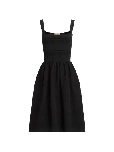 Elie Saab Square-neck Midi Dress In Black