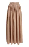 Elie Saab Stitched Detail Poplin Maxi Skirt In Khaki