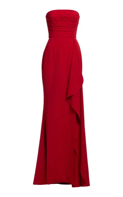 Elie Saab Strapless Draped Maxi Dress In Red