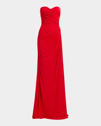 Elie Saab Strapless Draped Trumpet Gown In Sunset Fla