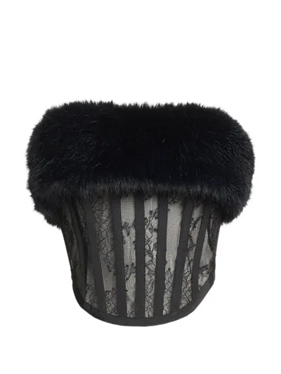Elie Saab Strapless Lace-fabric Corset In Black