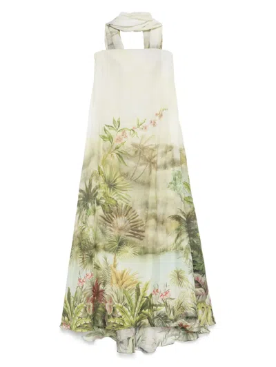 Elie Saab Strapless Linen Dress