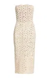 Elie Saab Strapless Macrame Midi Dress In White