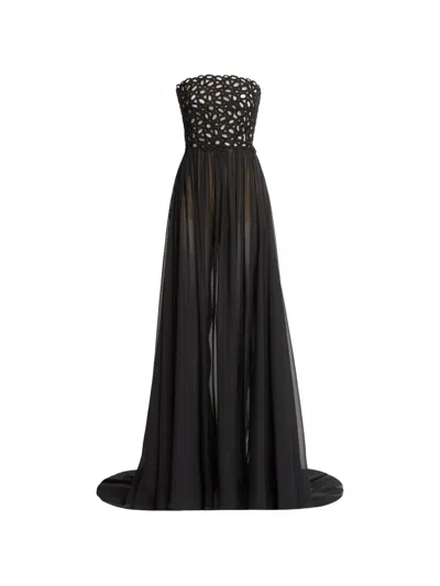 Elie Saab Strapless Maxi Dress In Black