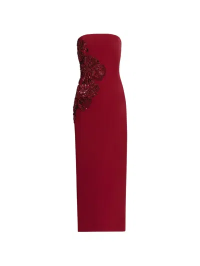 Elie Saab Strapless Maxi Dress In Red