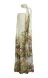 Elie Saab Strapless Printed Maxi Dress In Multi