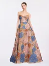 Elie Saab Strapless Belted Sequin-embellished Embroidered Tulle Gown In Multi