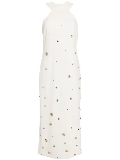 Elie Saab Stud-embellished Midi Dress In 白色