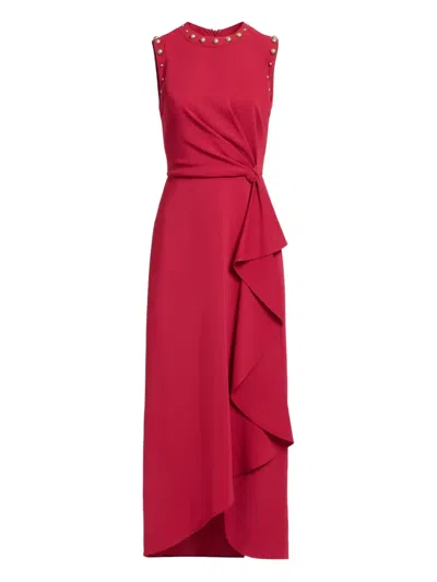 Elie Saab Stud-embellished Midi Dress In Red