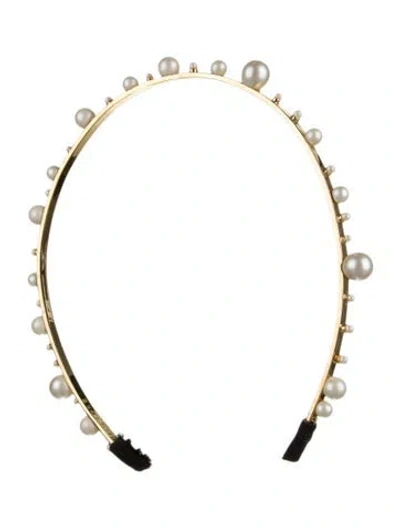 Pre-owned Elie Saab Studded Metal Headband In Gold