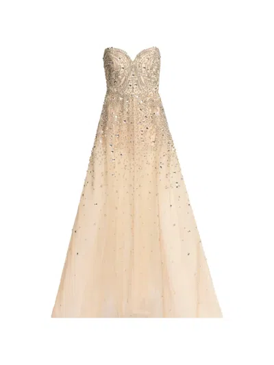 Elie Saab Stud-embellished Maxi Dress In Neutral