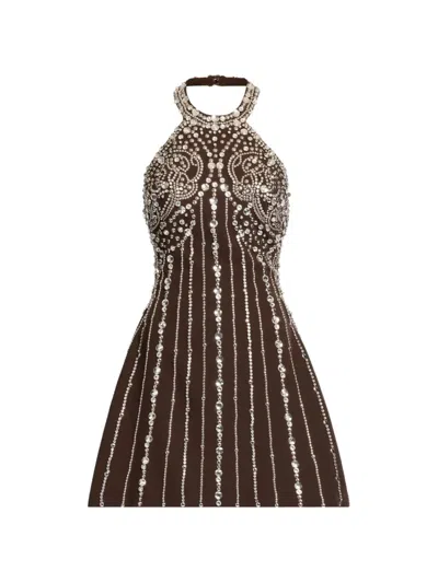 Elie Saab Stud-embellishments Mini Dress In Brown