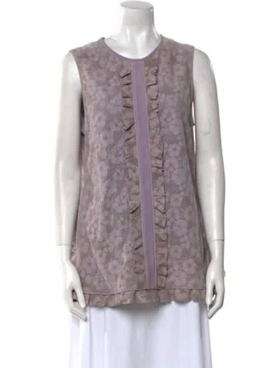 Pre-owned Elie Saab Suede Lace Pattern Top In Purple