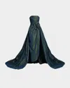 Elie Saab Suspicious Minds Strapless Rose Overskirt Gown In Green