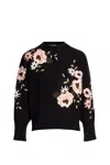 Elie Saab Embroidered Wool Crewneck Sweater In Black