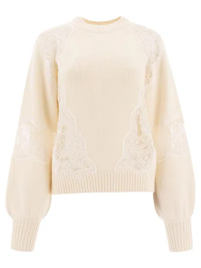 Elie Saab Sweater With Lace Inserts