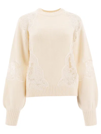 ELIE SAAB ELIE SAAB SWEATER WITH LACE INSERTS