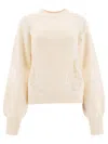 Elie Saab Knitted Sweater With Lace Inserts In Neutral