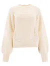 Elie Saab Knitted Sweater With Lace Inserts In White