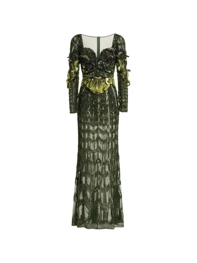 Elie Saab Sweethheart-neck Maxi Dress In Green