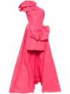 Elie Saab Bow-detail Draped Pleated Taffeta Minidress In Pink