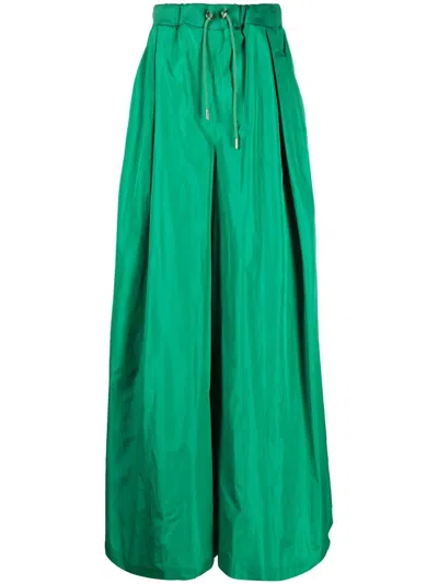 Elie Saab Taffeta Wide-leg Trousers In Green