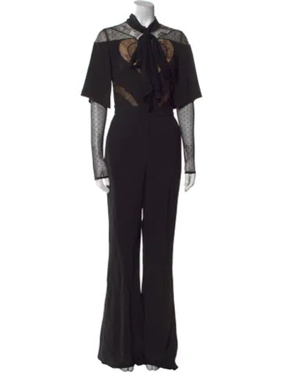 Pre-owned Elie Saab Tie Neck Jumpsuit In Black