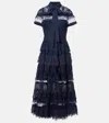 Elie Saab Tie-neck Lace Midi Dress In Blue