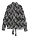 Elie Saab Tie-strap Patterned Shirt In Gray