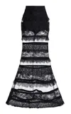 Elie Saab Tiered Lace Maxi Skirt In Black