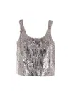 Elie Saab Sequin Scoop-neck Top In Multi