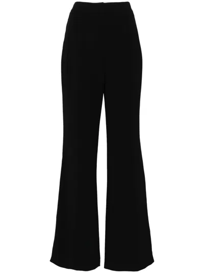 Elie Saab Topstitch Crepe Trousers In Schwarz